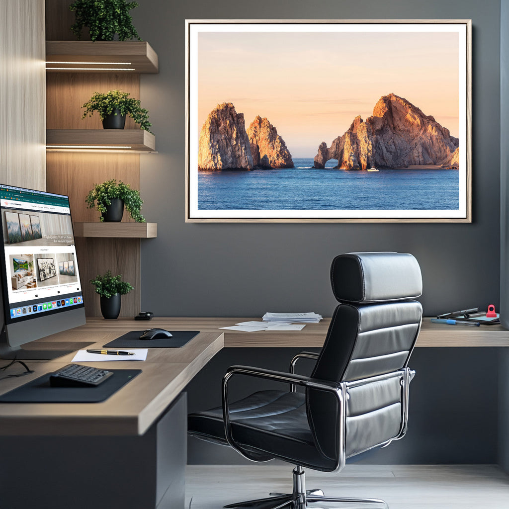 El Arco Wall Art Canvas Print, Framed Cabo San Lucas Ocean Arch Coastal Art