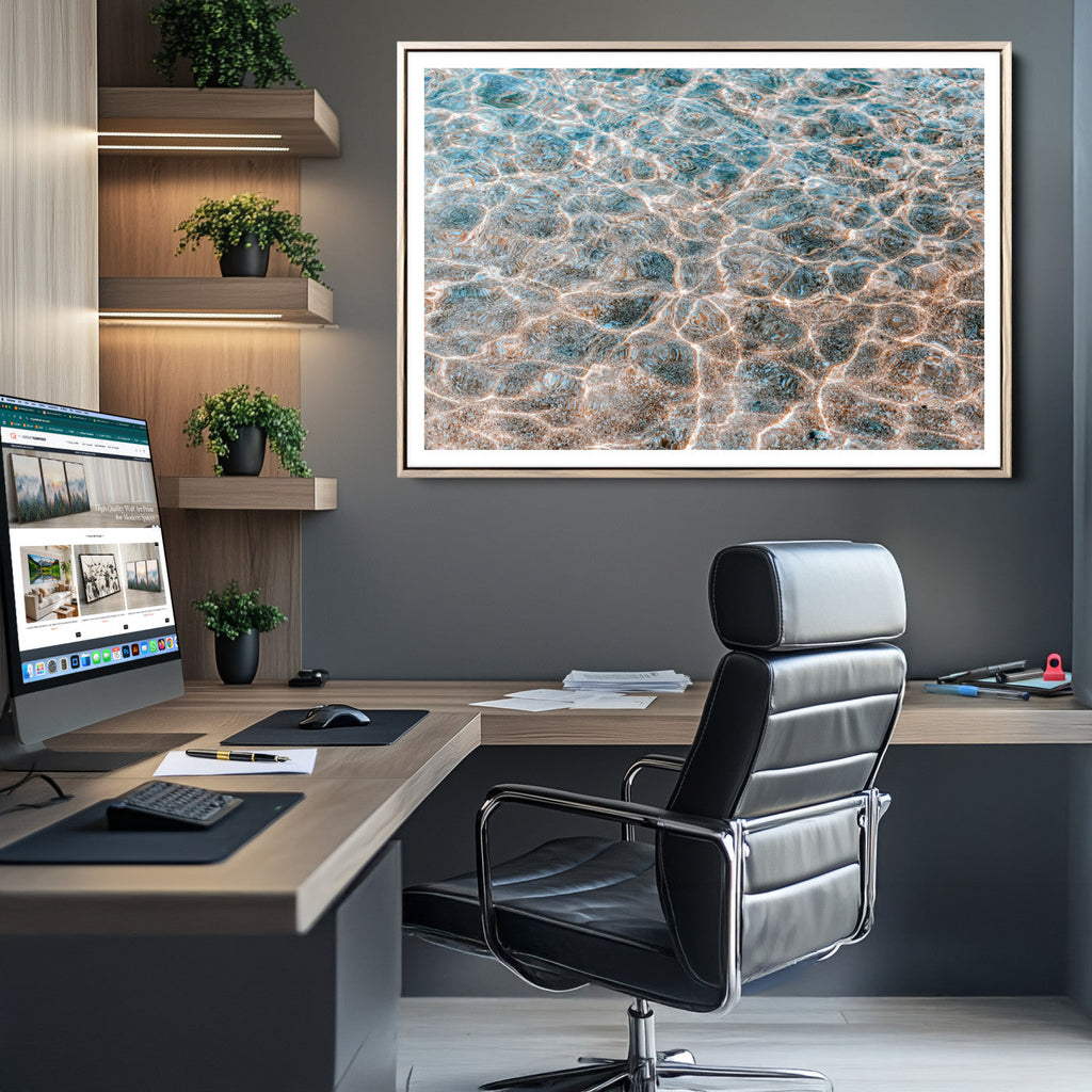 Clear Water Wall Art Canvas Print | Framed Sunlit Ocean Ripples