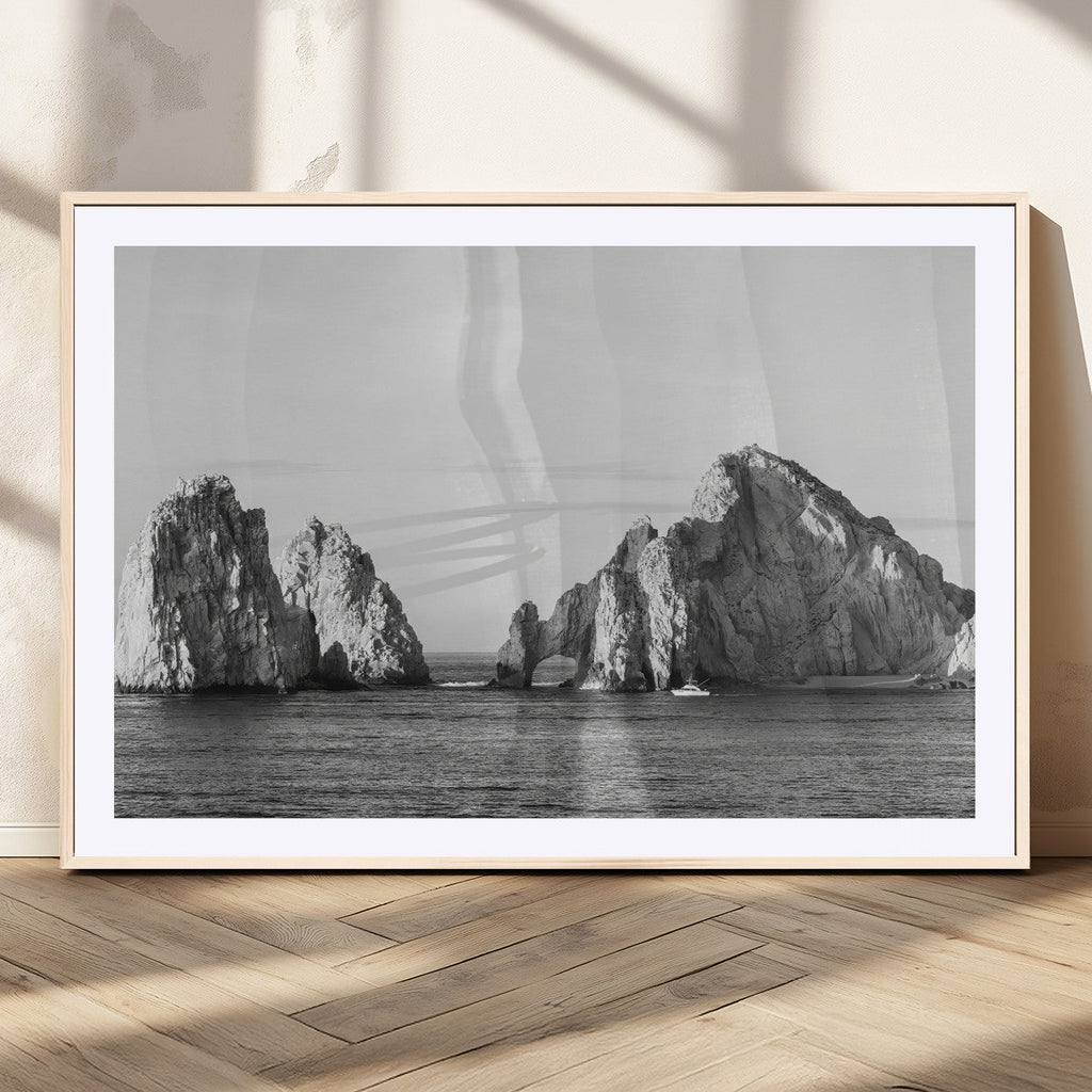 Coastal Wall Art | Framed Black White Ocean Canvas Artwork
