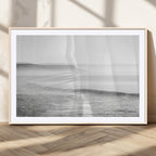 Black and White Seascape Wall Art Canvas Print, Framed Misty Ocean Waves