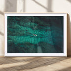 Ocean Surf Wall Art Canvas Print, Framed Vibrant Blue Waters Seascape Artwork