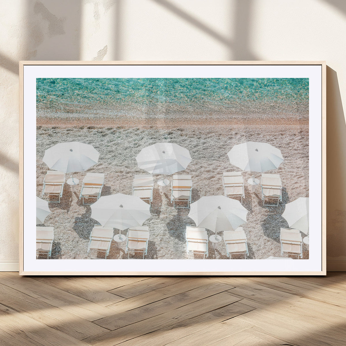 Calm Beach Wall Art | Framed Turquoise Water Canvas Artwork