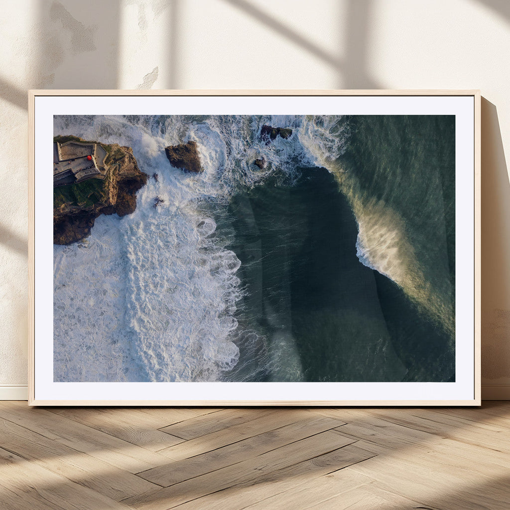 Ocean Wave Wall Art | Aerial Coastal View Canvas Artwork