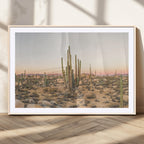 Desert Cactus Wall Art Canvas Print, Framed Baja Desert Art, Pastel Southwestern Decor