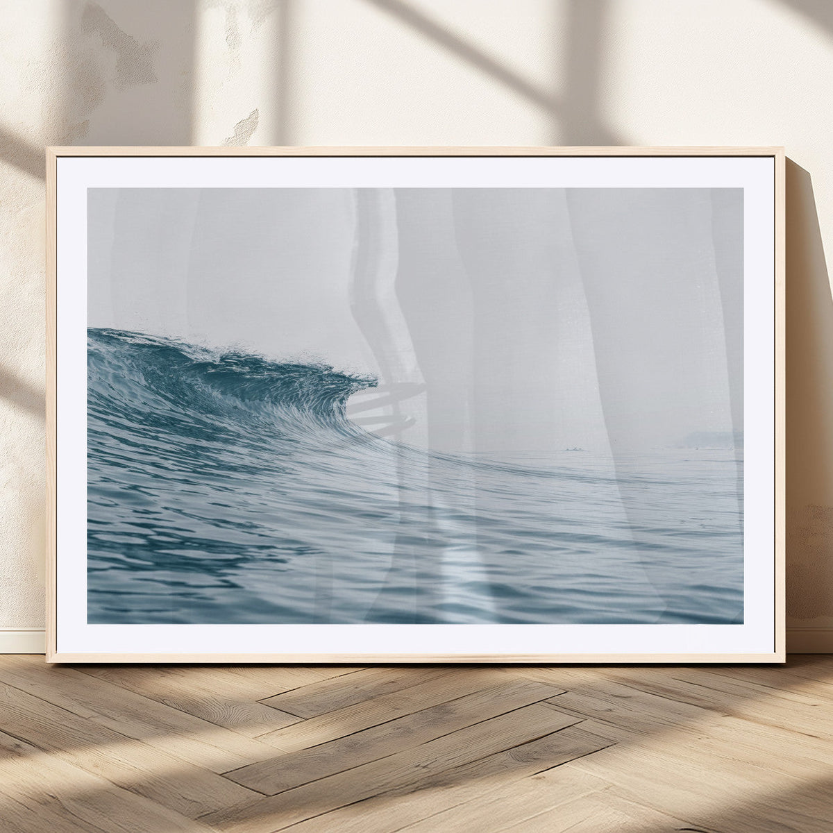 Ocean Wave Wall Art Canvas Print, Framed Coastal Decor Art, Modern Minimalist Ocean