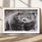 Grizzly Bear Wall Art Canvas Print, Framed Rustic Lodge Art, Wildlife Photography