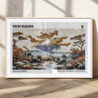 Modern Japanese Mount Fuji Canvas Art Print, Yayoi Kusama Wall Art, Framed Abstract Japanese Landscape