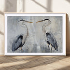 Heron Wall Art Canvas Print, Framed Bird Canvas Decor, Nature Inspired Coastal Art