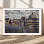 Texas Longhorn Canvas Wall Art Print, Framed Rustic Barn Farmhouse Decor