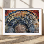 Tree Rings Wall Art Canvas Print, Framed Petrified Wood Art, Modern Rustic Decor