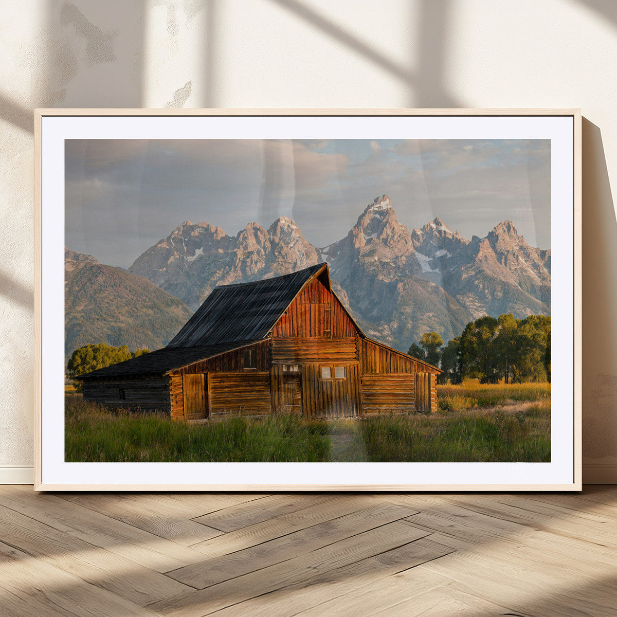 Rustic Barn Wall Art Canvas Print, Framed Western Landscape Art, Farmhouse Style Decor