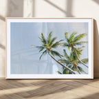 Palm Trees Wall Art Canvas Print, Framed Tropical Coastal Scene Under Blue Sky