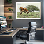 Texas Longhorn Wall Art Canvas Print, Rustic Western Ranch