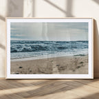 Ocean Wall Art Canvas Print, Framed Moody Seascape with Waves and Horizon