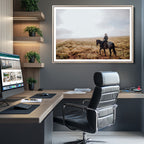 Cowboy Wall Art Canvas Print, Framed Western Rustic Ranch Scene