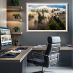 Tranquil Forest Scene Wall Art Canvas Print, Framed Moody Sunbeam Through Trees