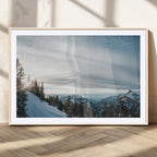 Snowy Mountains Wall Art Canvas Print, Framed Alpine Landscape Frosty Peaks Artwork