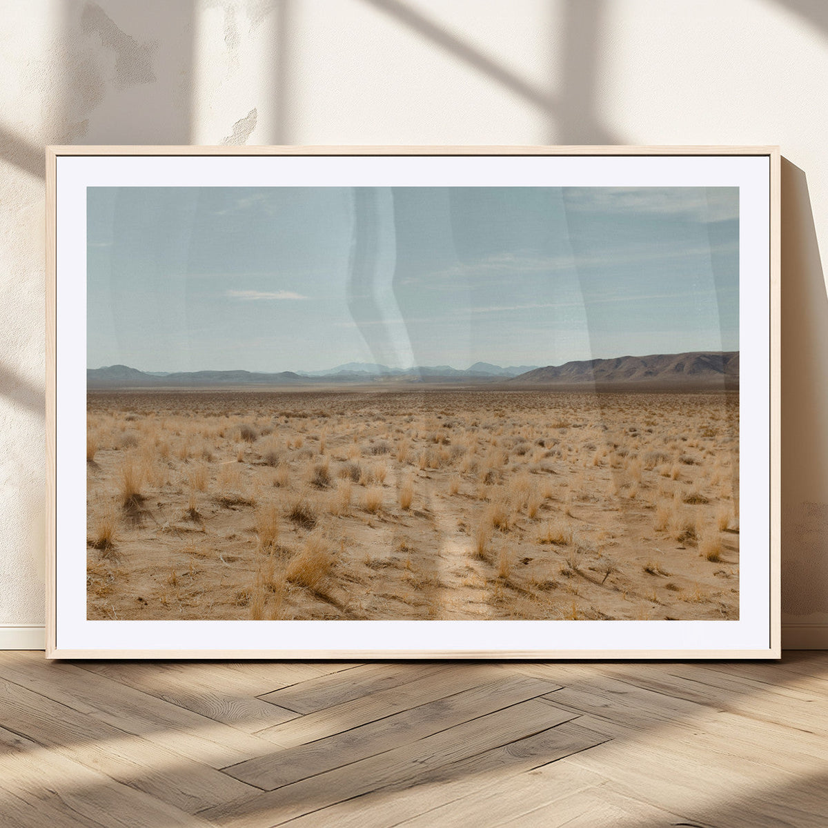 Desert Plains Wall Art Canvas Print, Golden Light Over Dry Grass and Open Horizon