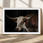 Texas Longhorn Bull Canvas Wall Art, Rustic Western Farmhouse Decor
