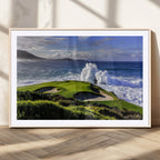 Ocean Waves Crashing Wall Art Canvas Print, Dramatic Rocky Coastline Near a Golf Course