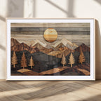 Wooden Mountain Layers Art | Rustic Pine Tree Landscape