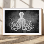Black White Octopus Wall Art Canvas Print
