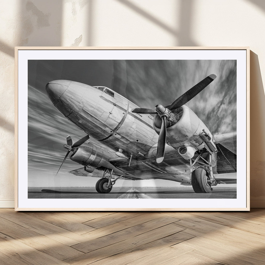 Vintage Airplane on Runway Canvas Print