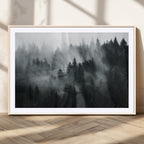 Foggy Forest Wall Art Canvas Print | 3 Panel Large Misty Landscape