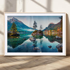 Crystal Clear Lake Wall Art | Mountains Wall Art Canvas | 3 Panel Landscape