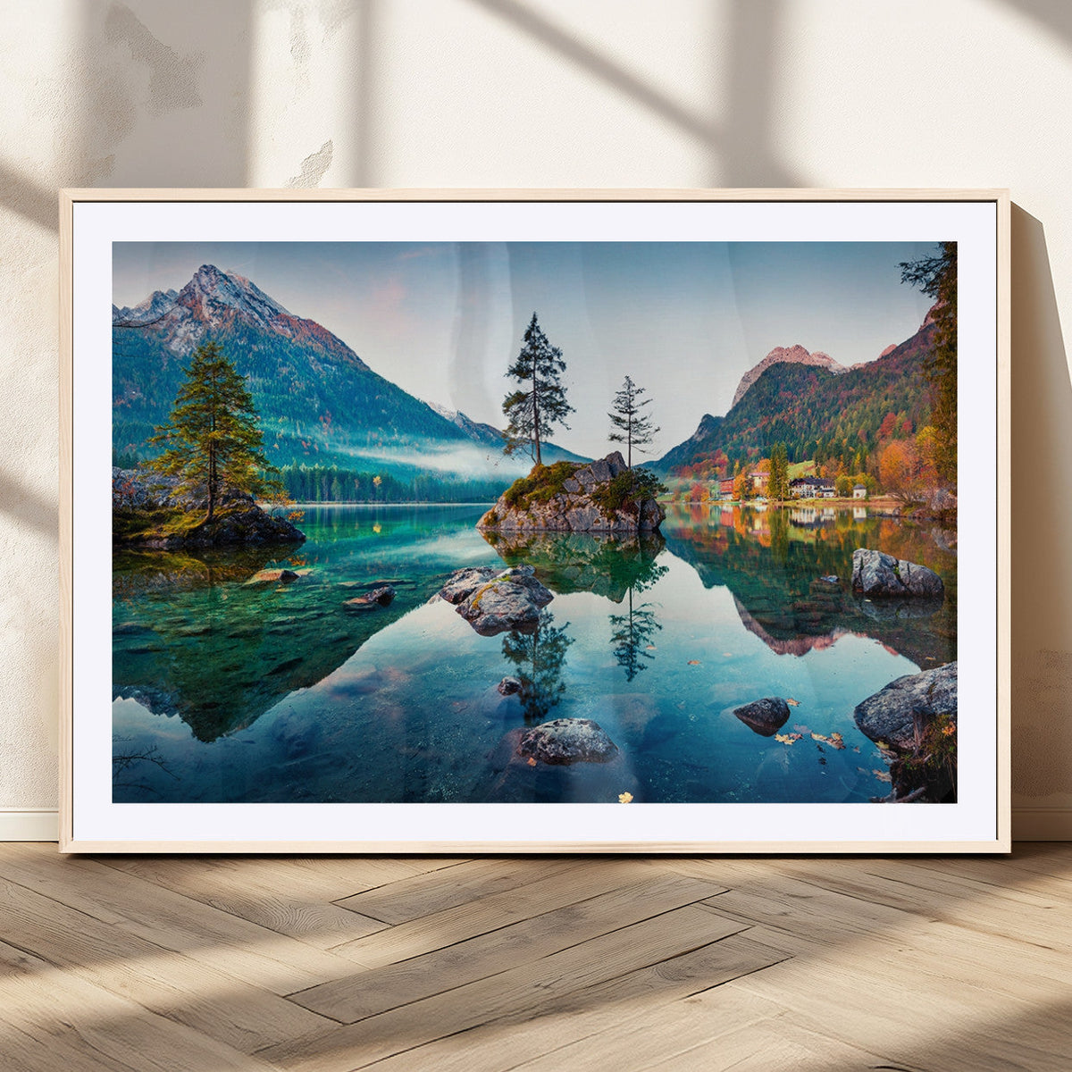 Crystal Clear Lake Wall Art | Mountains Wall Art Canvas | 3 Panel Landscape