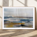 Abstract Landscape Wall Art Canvas | 3 Panel Modern Blue, Gold and White Canvas Art