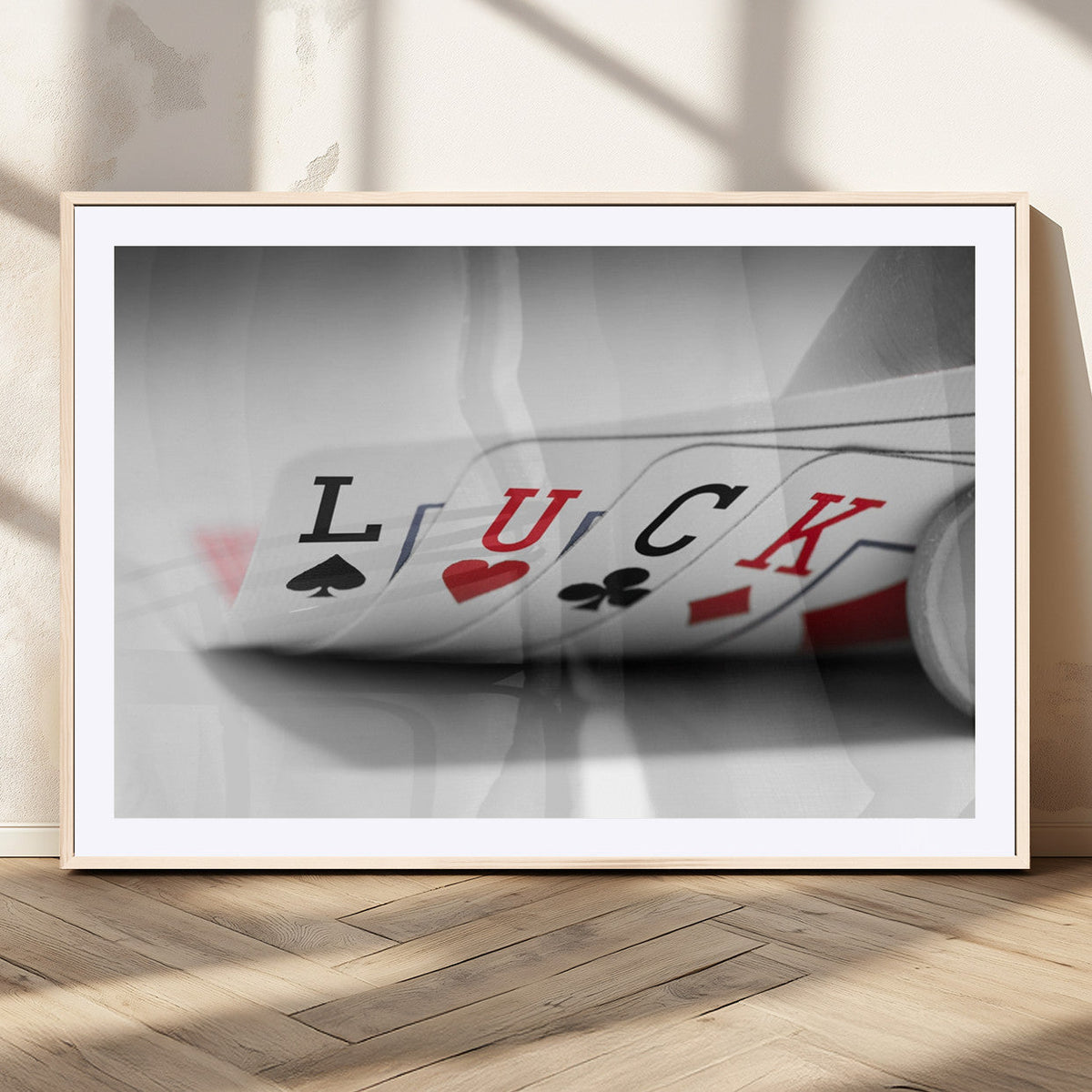 Framed Lucky Poker Cards Canvas | Modern Triptych Wall Art for Game Rooms