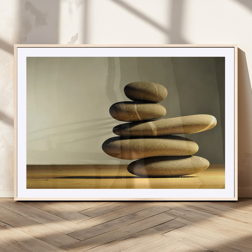 Fluvial Zen Stones Canvas Wall Art Print