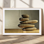 Fluvial Zen Stones Canvas Wall Art Print