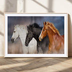 Animal Wall Art Three Horses Farmhouse Art Canvas Print