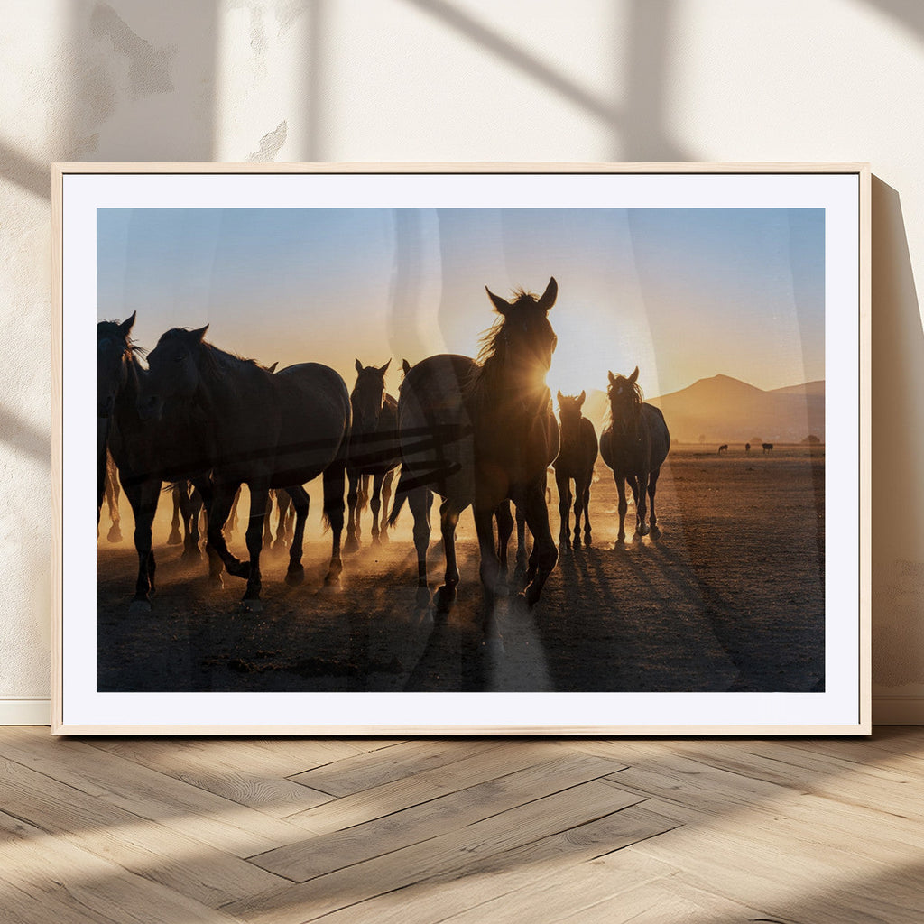 Horse Herd Wall Art Animal Canvas Print