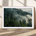 Misty Forest Wall Art Premium Canvas Print, Foggy and Serene Atmosphere