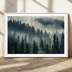 Captivating Misty Forest Wall Art, Foggy and Serene Atmosphere Canvas Print