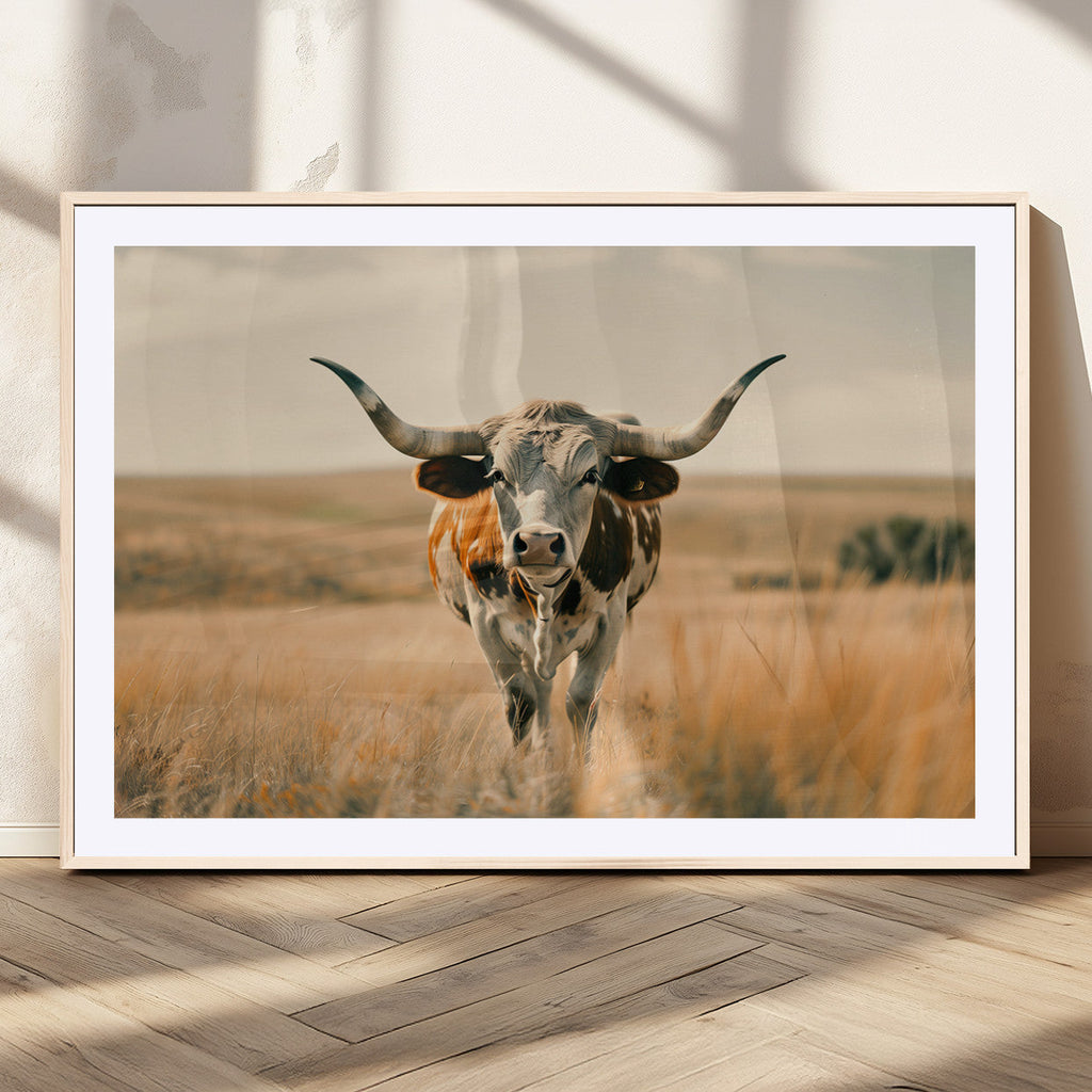 Texas Cow Wall Art Canvas Print for Farm House Wall Decor