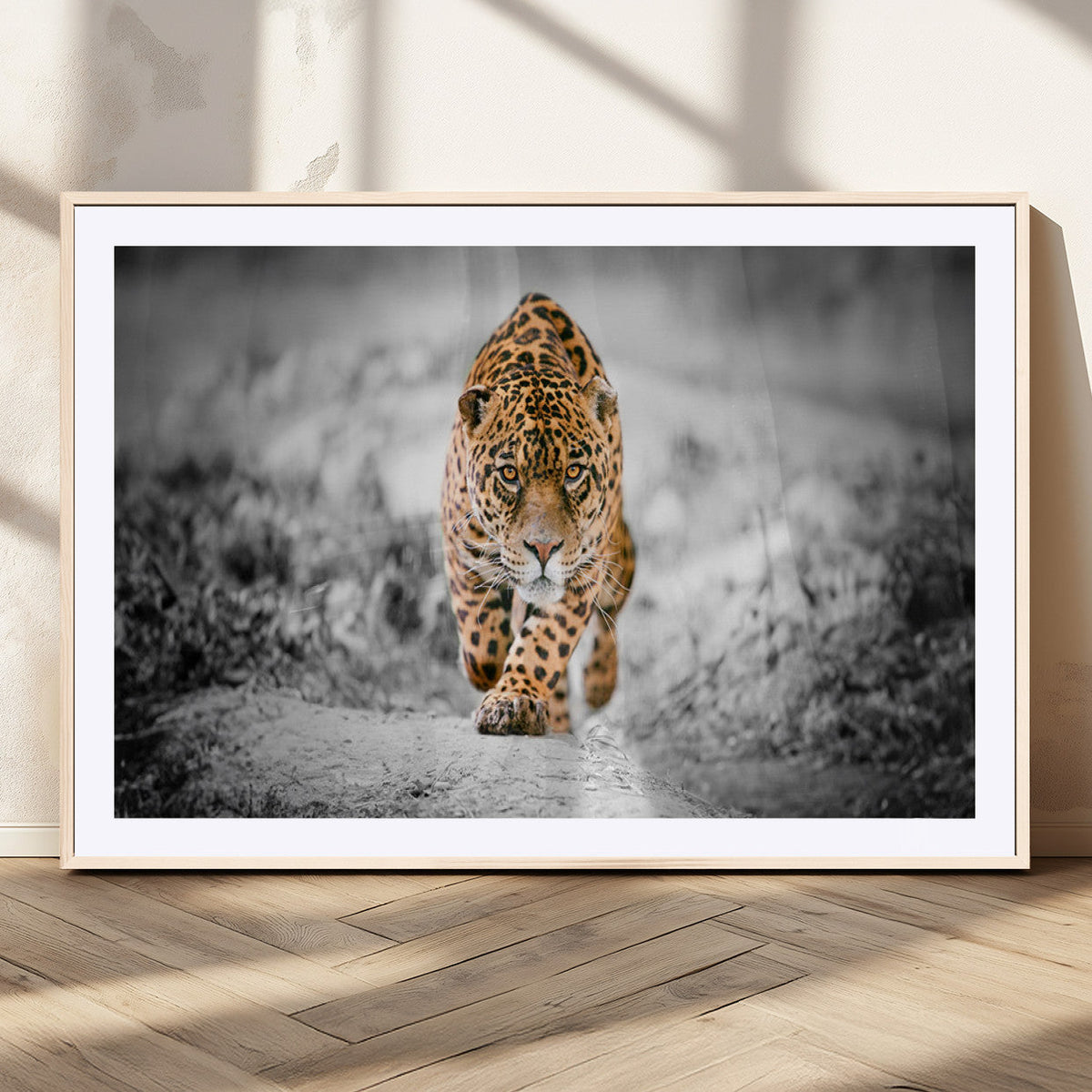 Jaguar Wall Art Canvas Print, Majestic Big Cat in Focused Pursuit