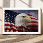 American Flag Eagle Symbol Wall Art Canvas Print, Patriotic American Flag Eagle Wall Art