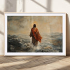 Jesus Walking on Water, Christian Wall Art, Jesus Christ Oil Painting Style Print