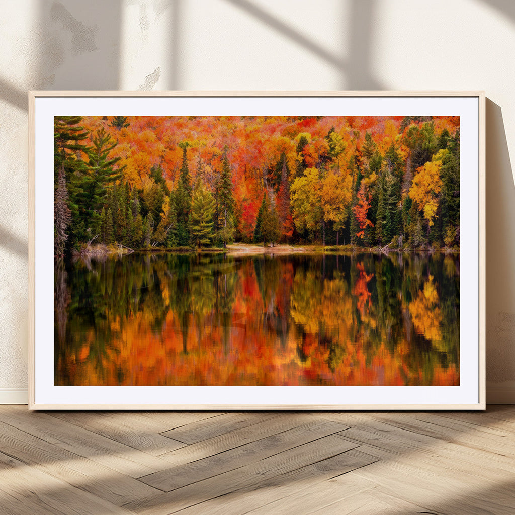 Forest Reflection Art | Autumn Forest Reflection Wall Art | Triptych Canvas Print