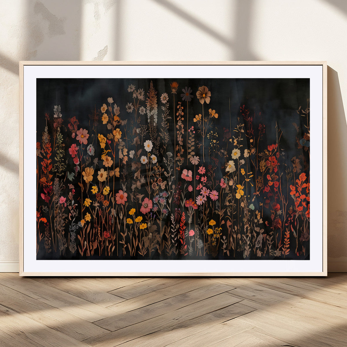 Large Floral Painting Print Illustration Flowers Canvas Wall Art