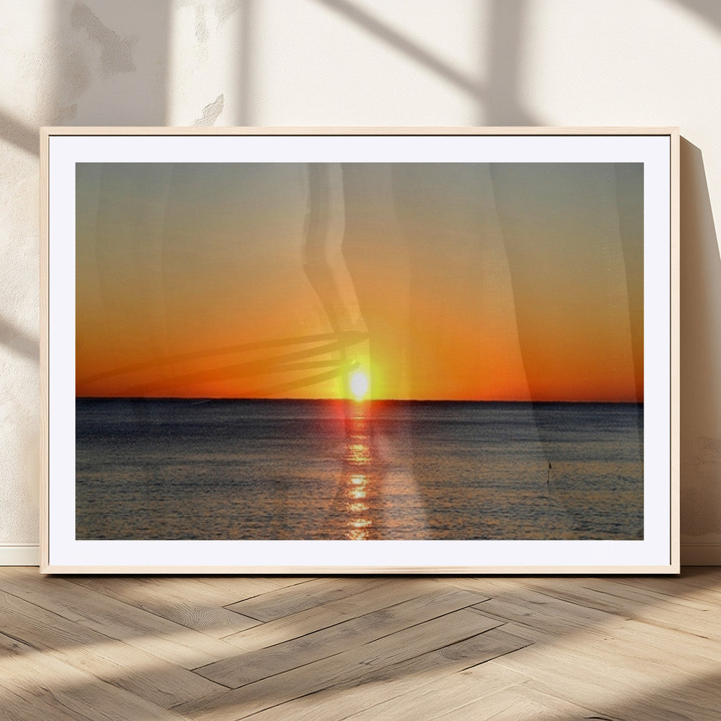 Golden Horizon Sunset Over Ocean Wall Art Canvas Print | Tropical Beach Canvas