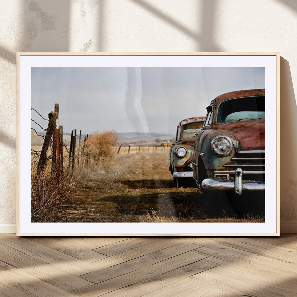 Old Rustic Classic Car Wall Art Canvas Print