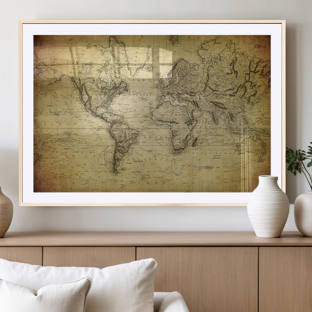 Push Pin World Map Canvas Print | Travel Tracker Wall Art