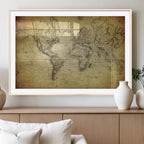Push Pin World Map Canvas Print | Travel Tracker Wall Art