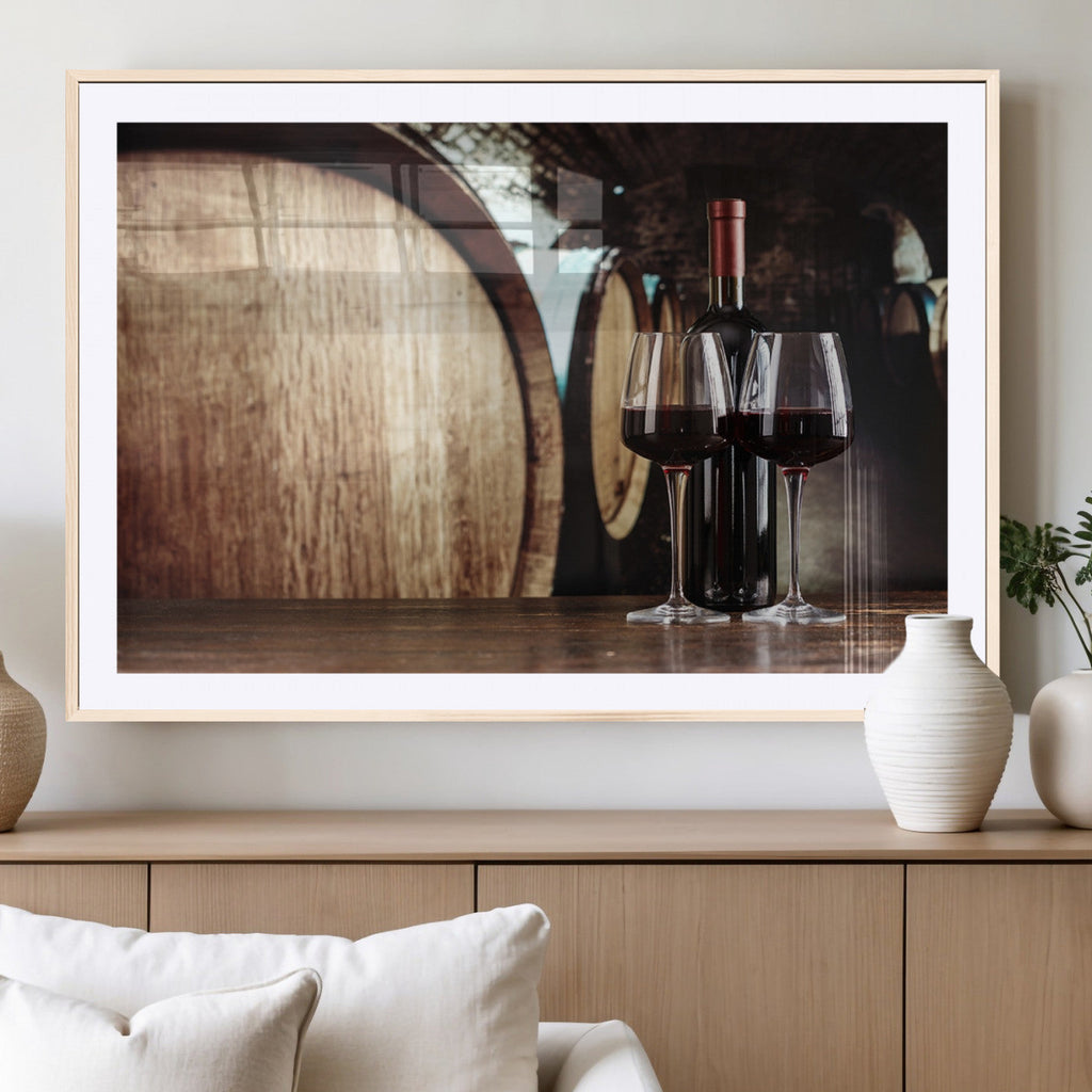 Wine and Barrel Wall Art Canvas Print