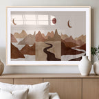 Boho Wall Art Canvas Print Set | Mid-Century Bohemian Wall Artwork, Boho Neutral